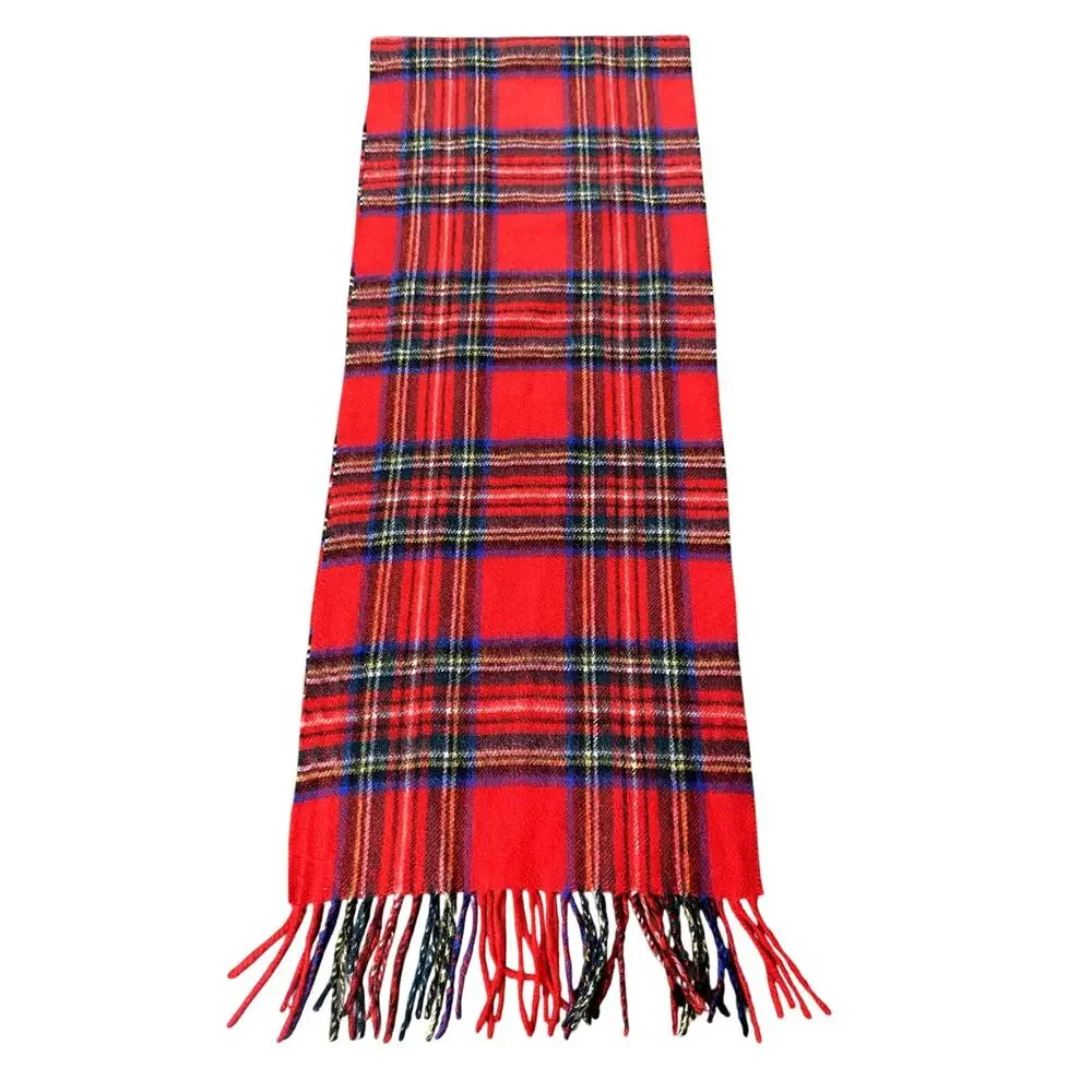 100% Wool Vintage Scotland Tartan Plaid Scarf 58” X 11.5